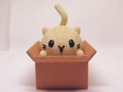 Knitted Cat in a Box (small storage container)