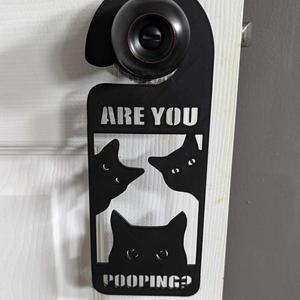 Are you pooping? Cat Bathroom door handle Sign