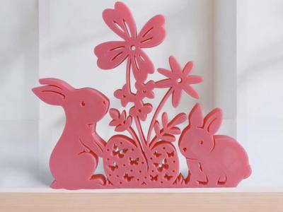 Easter Bunnys With Eggs Decoration