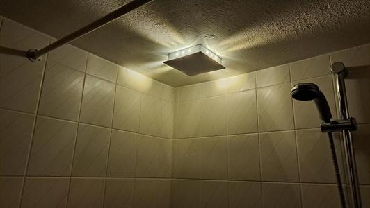 Bathroom fan with LEDs