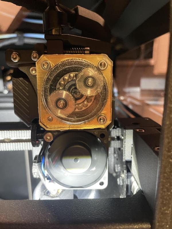 Core One Clear Nextruder gearbox window, optimized for CNC-machined acrylic