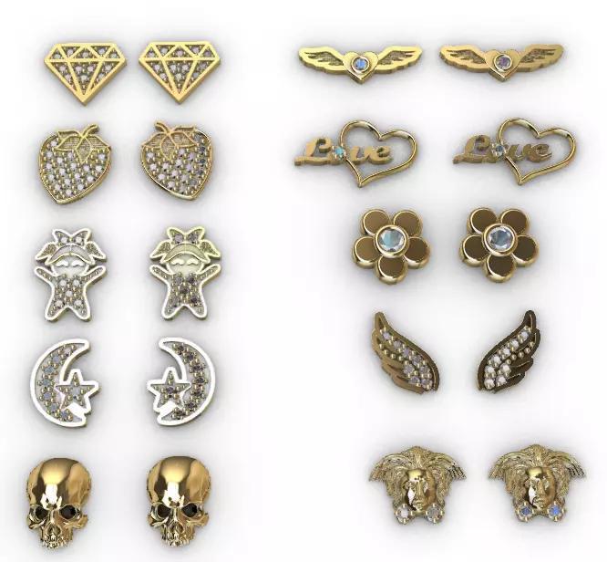 Aretes -Topitos para dama paquete de 10 -v-