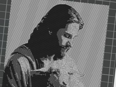 Jesus with a lamb hueforge decorative frame