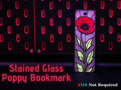 Stained Glass Poppy - Hueforge Bookmark