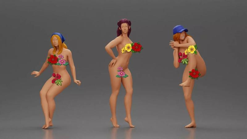 3 naked women February 2