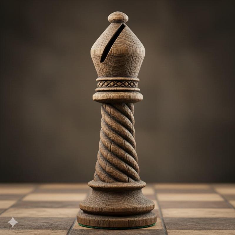 Rustic Wood Chess Bishop