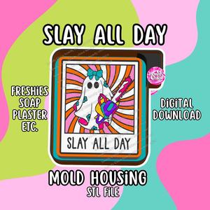 Slay All Day Mold Housing | Halloween Ghost STL File with Chainsaw & Girly Pop Vibes | Freshies, Soap, Plaster | Digital Download