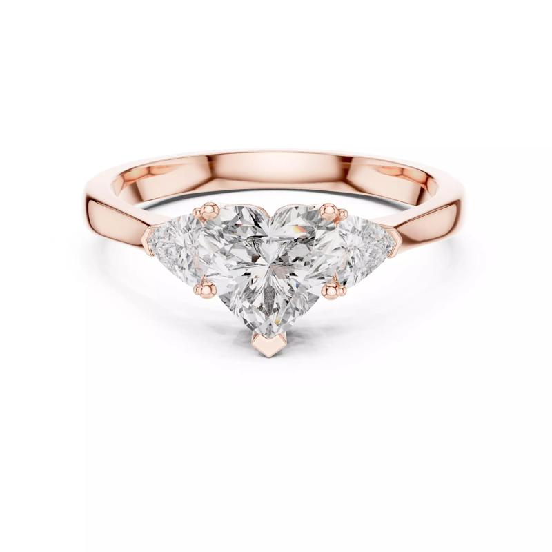 Three Stone Heart and Trillion Cut Wedding Ring 3DM STL Video