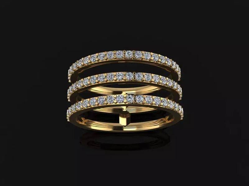 TRIPLE DIAMOND ROW BAND RING SIZE 5