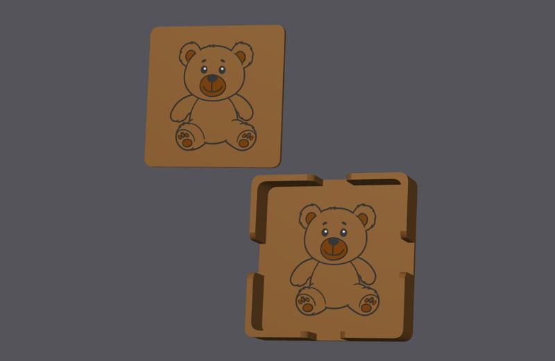 Teddy Bear - Square Coasters with holder