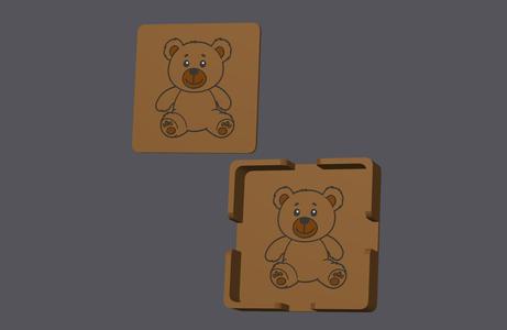 Teddy Bear - Square Coasters with holder
