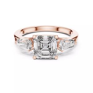 Three Stone Asscher and Kite Cut Wedding Ring 3DM STL Video