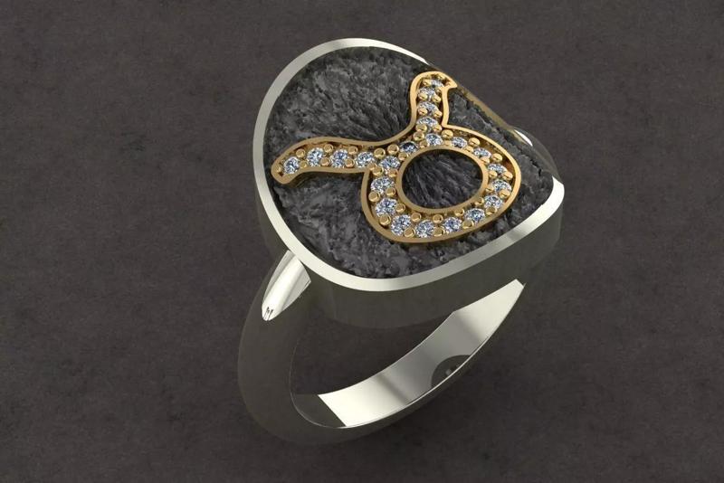 TAURUS zodiac sign ring with diamonds