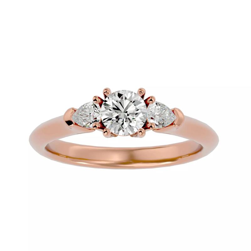 Tri Diamond solitaire wedding engagement ring with 360 view