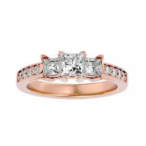 Tri Diamond solitaire wedding engagement ring with 360 view