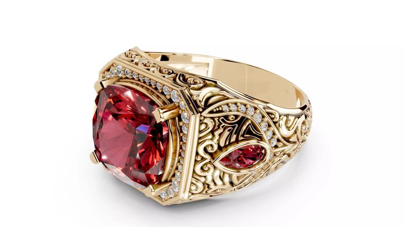 Turkish Men Trendy Ethnic Style Inlaid Red Ruby Domineering Ring