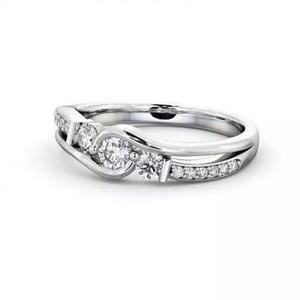 stl file three stone diamond engagement ring gold