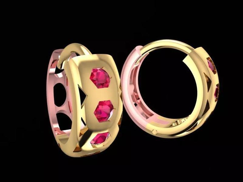 Elegant Huggie Hoop Earrings with Gemstones Jewelry  1756