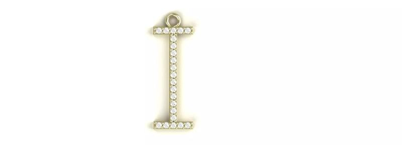 Letter I Diamond Pendant Gold Silver Platinum Luxury Jewelry