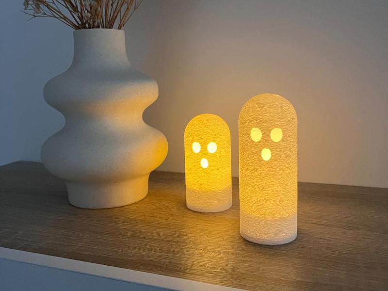 Minimalist Ghost with LED Candle – Halloween
