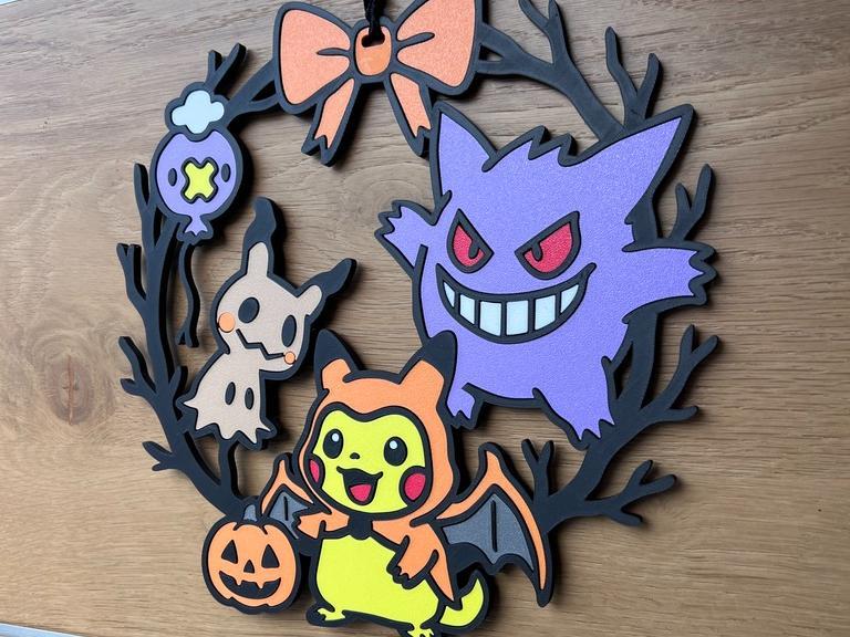 Pokéween Wreath - Gengar, Pikachu, Mimikyu