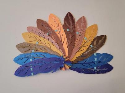 Foldable Brisé Hand Fan - Feathers