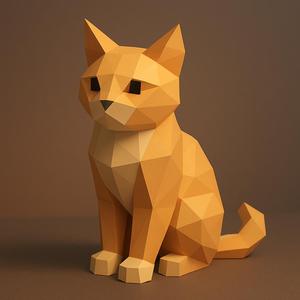 Low Poly Cat 3D Model – STL File for 3D Printing