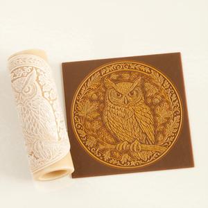 Owl in Autumn Branches Texture Roller STL File – Cozy Clay Tool for Pottery & Ceramics