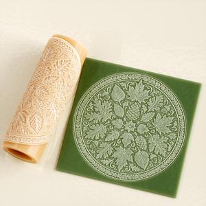 Autumn Mandala Texture Roller STL File – Engraved Clay Tool for Pottery & Ceramics No.2
