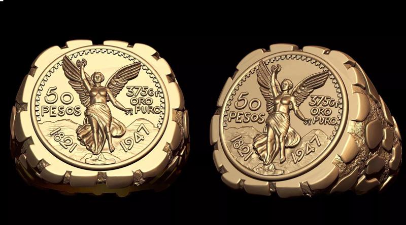 Wings of Victory Gold Coin Nugget Signet Ring