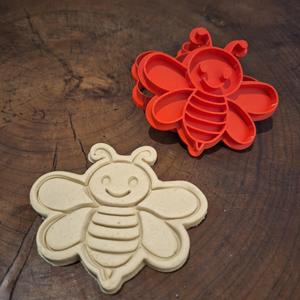 🐝 Bee Cookie Cutter + Stamp STL with Handle