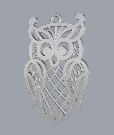 925 Sterling Silver Designer Filigree Owl Pendant