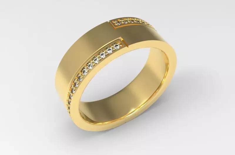 Wedding Mirror edged paved Ring