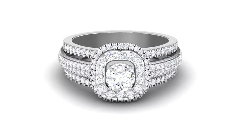 Solitaire Wedding Engagement Double Halo Bridal Ring