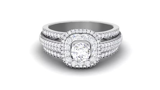 Solitaire Wedding Engagement Double Halo Bridal Ring