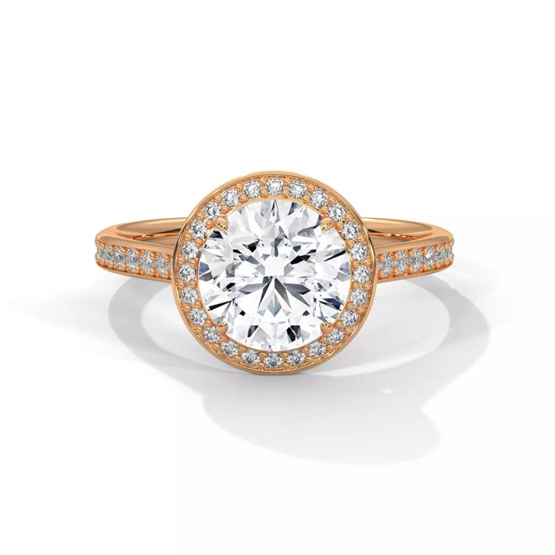 Halo Solitaire ring with 360 view animation