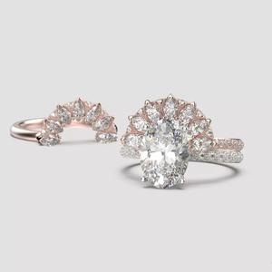 Solitaire ring with 3 band set in 17 US sizes