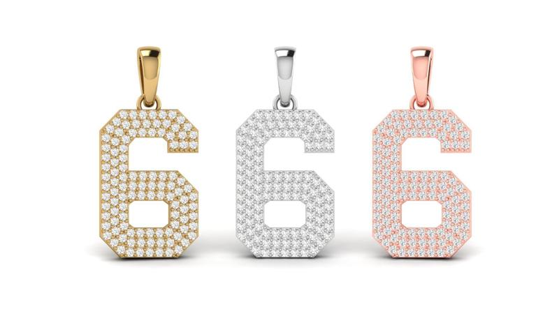 Number 6 Font Diamond Pendant