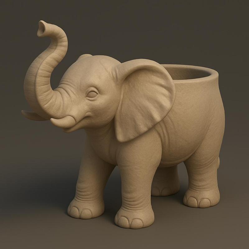 Elephant Planter STL – Cute Animal Flower Pot 3D Model for Printing