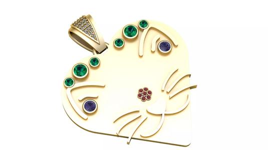 ANIMAL FACE HEART SHAPE PENDANT 3D PRINTABLE MODEL