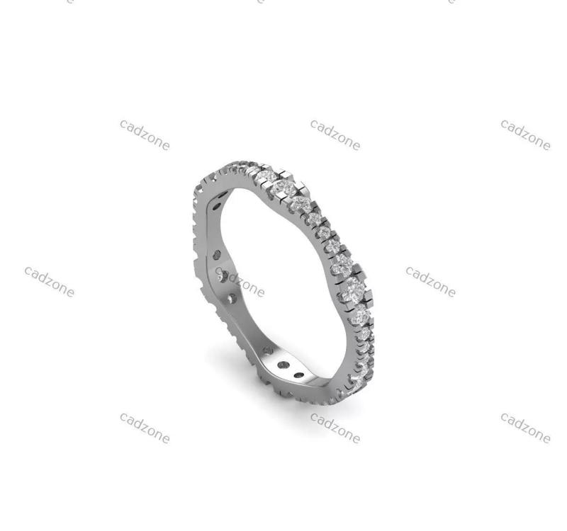 Wavy Eternity Diamond Band Ring-3D Model