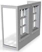 TALL WAREHOUSE upper wall with windows (brick version)  1/76 scale