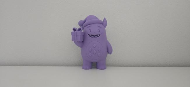 Cute Monster with Santa Hat and Gift Christmas