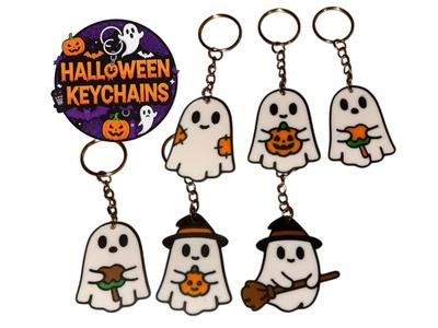 6 2 face Halloween ghost keychains