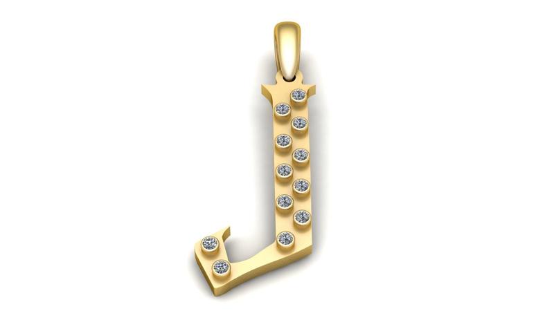 GOLDEN ALPHABET J PENDANT 3D PRINTABLE MODEL