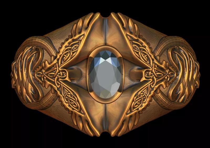 Viking Celtic Knot Raven Ring