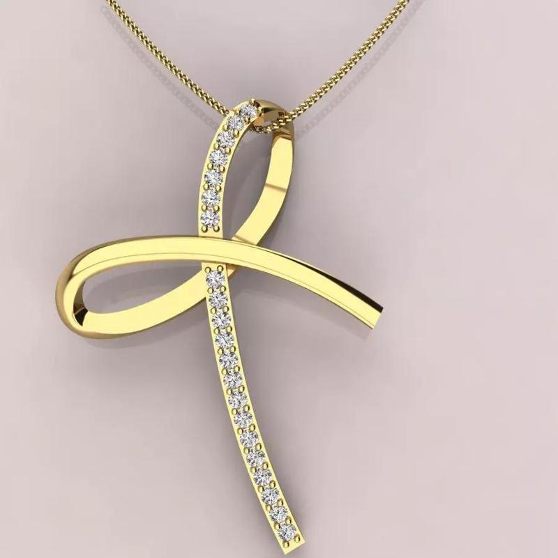 Bow diamond pendant necklace