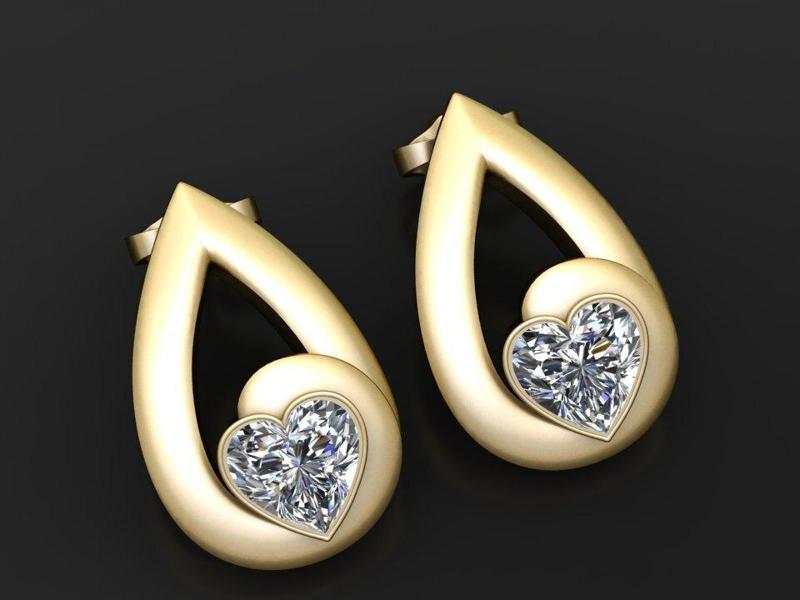 Teardrop Heart Diamond Earrings