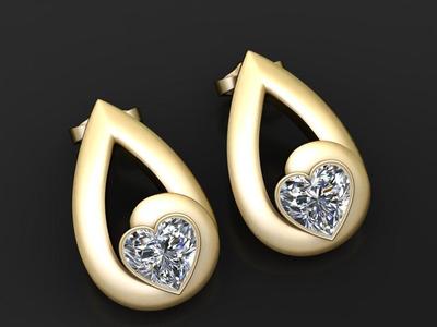 Teardrop Heart Diamond Earrings