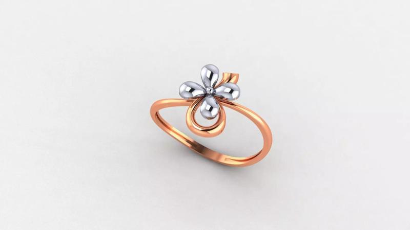 Flower Ultra light wt minimalist Plain Gold Ring 3dm stl renders